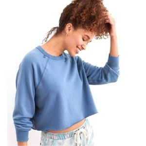 aerie sunday soft distressed crewneck blue sweatshirt size medium